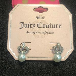 Juicy Couture crown pearl earrings
